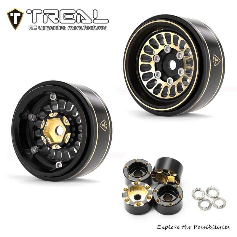 TREAL 1.0 Brass Beadlock Wheels Crawler Wheel Rims (4P) Hubs