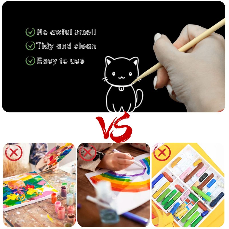 Scratch Paper Art Set, 30 Sheets Black Coated Scratching Board,