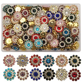 INSPIRELLE INSPIRELLE 14mm 120pcs Sunflower Crystal Glass Sew on Stainless Steel Setting Gold Claw Flower Rhinestone for Decoration Crafts Clothes Wedding Dresses