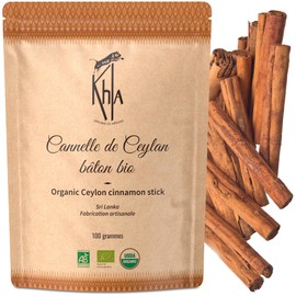 Khla - Organic Ceylon Cinnamon Sticks 100g - Premium Whole Sri Lankan Cinnamon - Cooking & Baking Ingredient - Asian Spice - Christmas Recipes, Cinnamon Rolls - Origin Sri Lanka