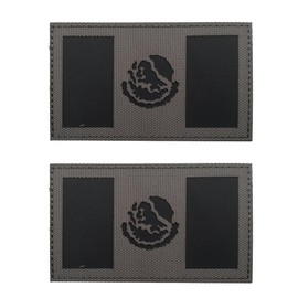 EmWoot 2PCS Mexico Mexican Flag Patches IR Infrared Reflective Laser Cut Tactical Morale Patch Hook and Loop(Grey)