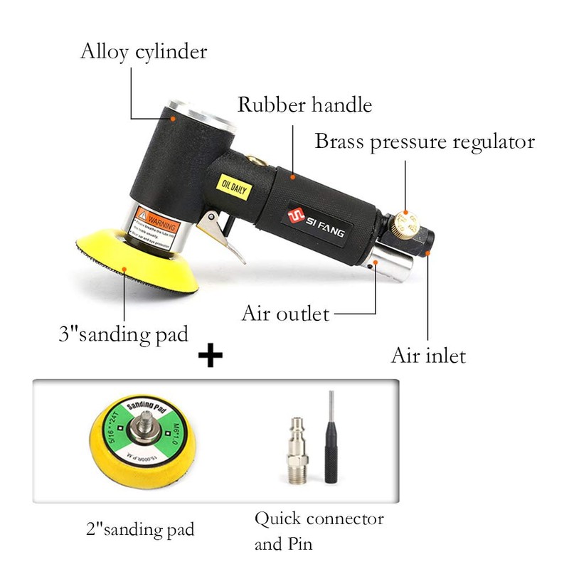 Mini Orbital Air Sander 2inch 3inch Disc Pad Power Dual
