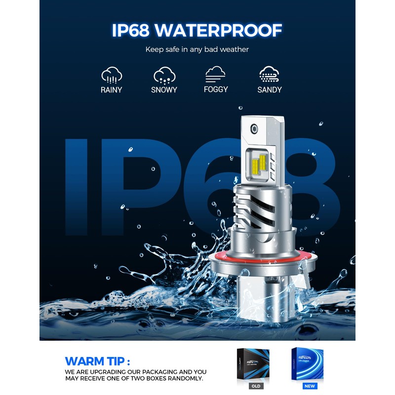 H13/9008 Bulb, 1200% Brighter Output 6500K Bright White, Simple Plug