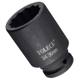 TA-VIGOR 12-Point Deep Impact Socket, 3/4-Inch Drive 36mm Metric Spindle Axle Nut Socket Driver Wrench, Durable CR-MO Steel 78mm Length Nut Impact Socket for Auto Repair Easy Removal