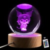 3.15 Inch 3D LED Crystal Ball Lamp with Wooden Base,