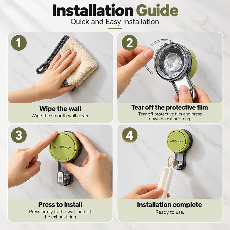 Suction Cup Wall Hooks for Home Organization – Reusable No-Drill