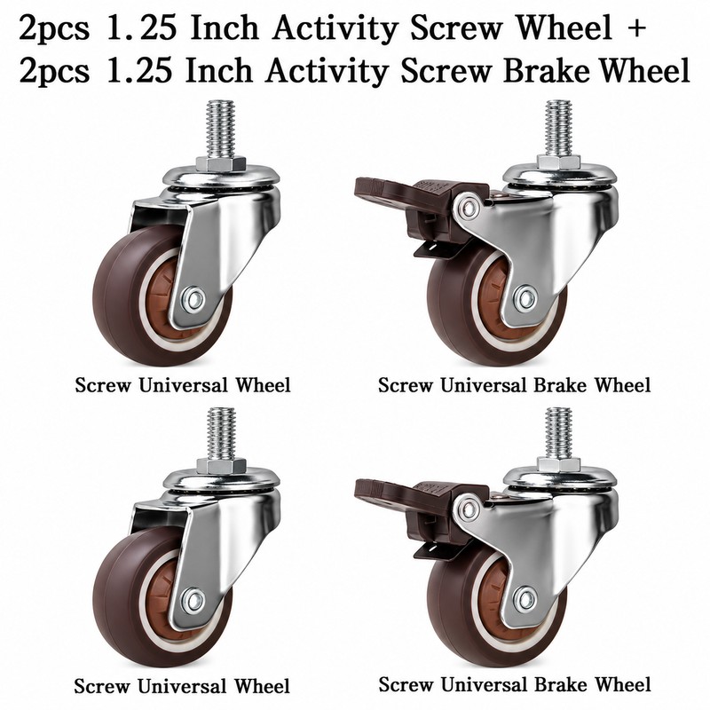 4 Pcs 1.25-Inch Stem Caster Wheels – TPR Swivel Wheels