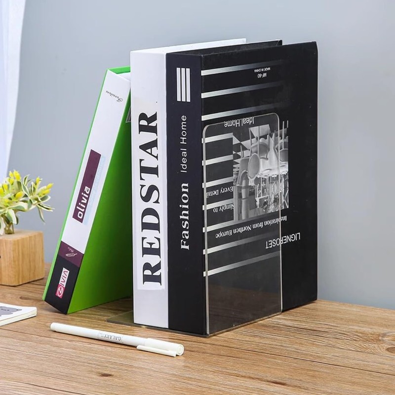 Copeflap Bookend, Bookstand, Divider Stand, Acrylic, Tabletop, Simple (4, Clear)