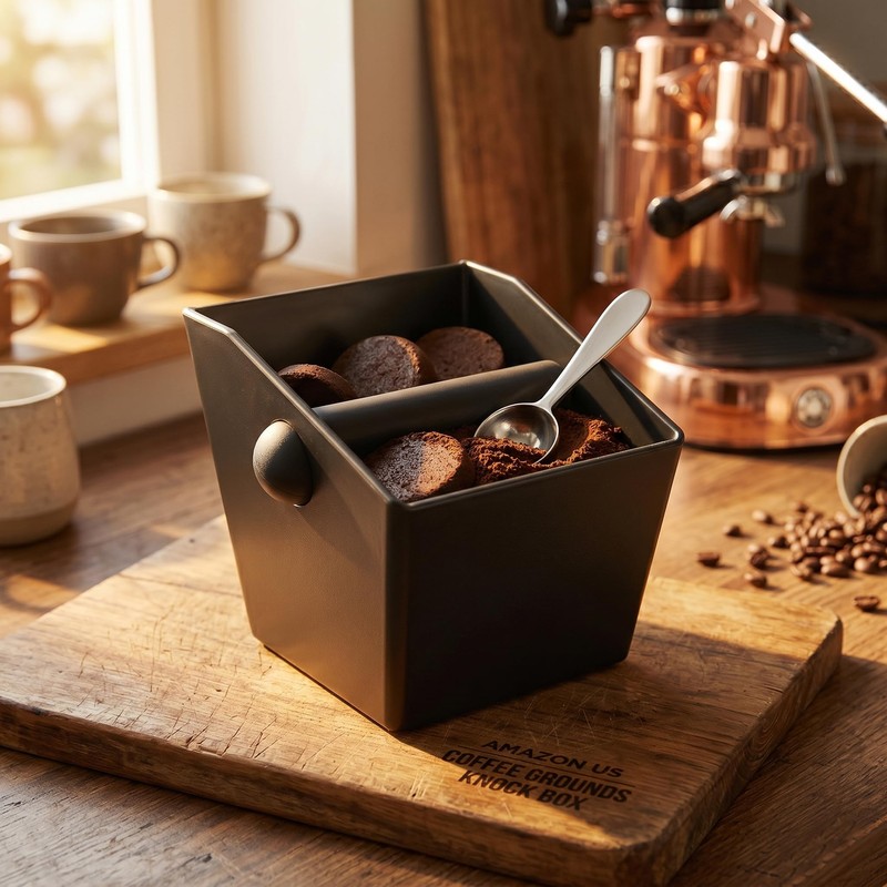 Espresso Knock Box, OLULU Coffee Grounds Bin with Removable Knock