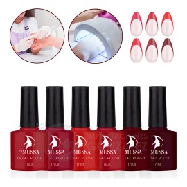 Gama De Gel Semipermanente Mussa® 6 Esmaltes Para Uñas Uv Color Gama F