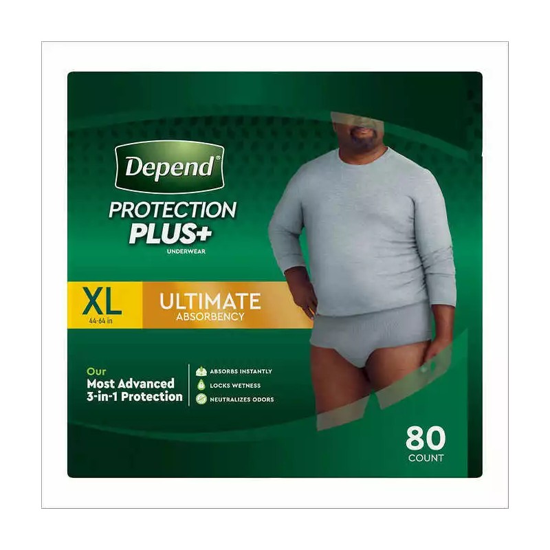 Depend Protection Plus Ultimate Underwear for Men XL 80 Count