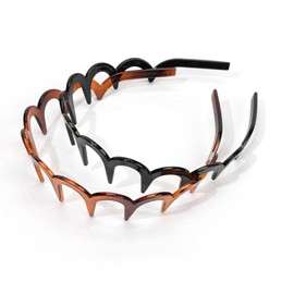 Zig Zag Headbands,2pcs Headband With Teeth,Plastic Comb Headbands,Shark Tooth Hair Comb,Zigzag Headbands for Women,Curly Hair Headband,Wavy Headband for Washing Face,Hair Accessories,Brown,Black