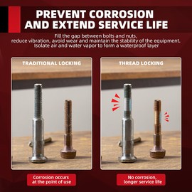SXhyf Thread Locker Blue 243 & Red 271, Lock Tight Nuts and Bolts, Threadlocker Medium and High Strength, for Lock and Seal Fasteners, Metals and Screw, Prevent Rust and Corrosion(1.69Fl Oz/50ml x2)