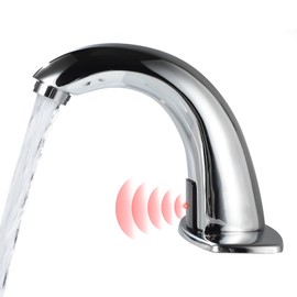 Jorilaisa Touchless Bathroom Sink Faucet, Motion Automatic Sensor Faucet with Hole Cover Plate, Rotary Union