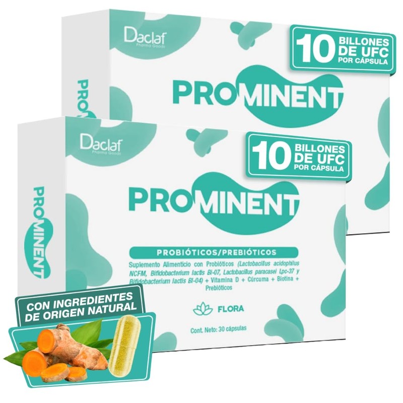 PROMINENT FLORA Probióticos Prebióticos Vitamina D Cúrcuma Biotina Inulina 10