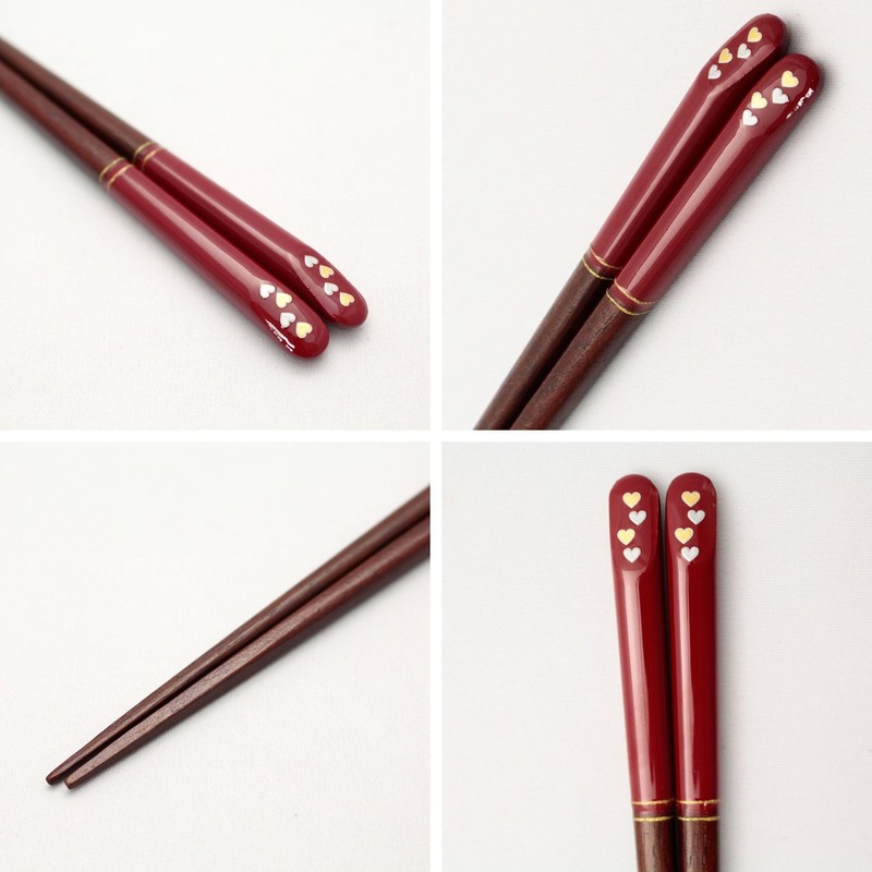 Ishida 10216 Gold Za, Heart-like Mood Chopsticks Point, Red, 7.1