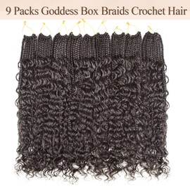 Vustbeauty 9 Packs Boho Box Braids Crochet Hair 24 Inch Goddess Box Braids Crochet Hair With Curly Ends Synthetic Bohemian Braids Hair Extension For Women (24inch, #2)