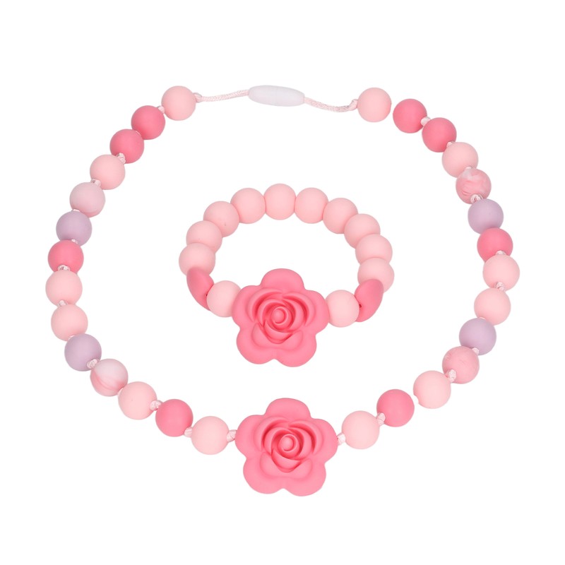 Teething Necklace Bracelet Silicone Flower Shape Design Elegant Exquisite Infant