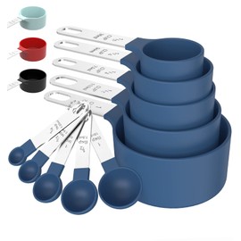 TILUCK Measuring Cups & Spoons Set, Stackable Cups and Spoons, Nesting Measure Cups with Stainless Steel Handle, Kitchen Gadgets for Cooking & Baking (Blue)