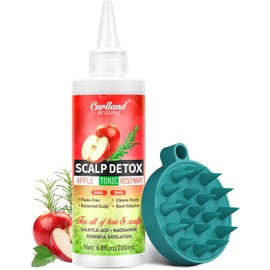 Curlland Tónico Exfoliante De Romero Y Manzana Para El Cuero Cabelludo - Suero Desintoxicante Para El Cuero Cabelludo. Tratamiento De Limpieza Profunda Y Aclarante Para Cuero Cabelludo Seco Y