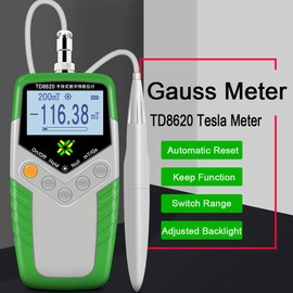 Toplionace Handheld Digital Gauß Meter High Precision TD8620 Gauss Meter Flux Meter Surface Magnetic Field Tester with Probe 0-2400mT