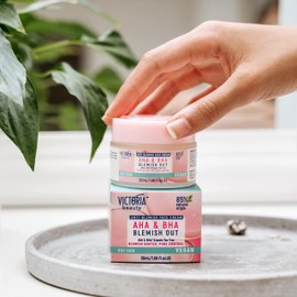 Victoria Beauty - AHA BHA Face Cream, Anti Pimple Cream with Tea Tree Oil for Blemished and Oily Skin, Vegan Natural Highly Effective Formula (1 x 50 ml)