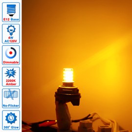 Himalayan Salt Lamp Rock Bulb Dimmable E12 led Sleep Night Light Bulb 2200K Amber Warm, Kx-2000 40W Candelabra T6 C7 4W e12 led Candle Bulbs 450lm for Therapy Mood Soothing Bedroom Nursery,6Pack