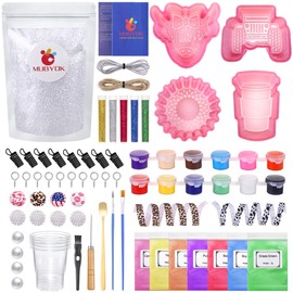 MUBYOK M140 85PCS Car Freshie Supplies Starter kit with Unscented Aroma Beads,Silicone Molds,Acrylic Paint,Mica Powder,Glitter and Accessories (Make 8 Freshies)