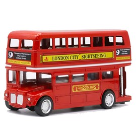 KUONTD Mini Bus Toys Double Decker Bus Metal Cars M-odel,B-us Toy Car Moodel Moving Wheel Action Sightseeing, B-us Toy Car M-odel Pull Back City Buss Kids Gifts - Open Top