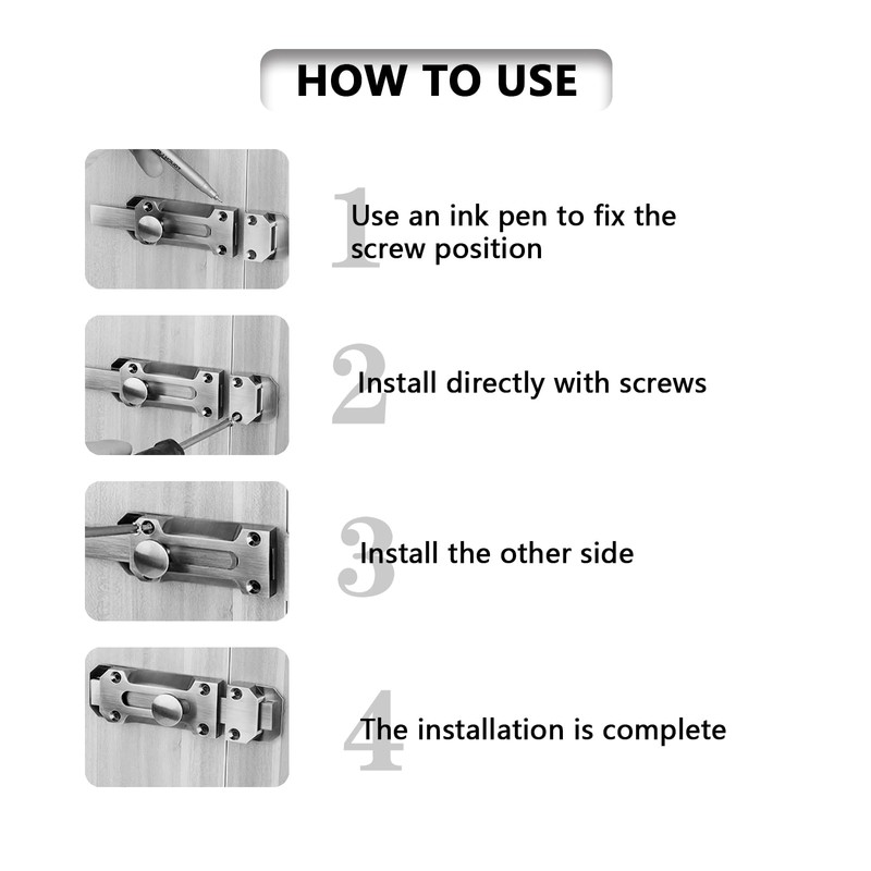 EULAPGOE 2pcs Sliding Door Lock, Security Gate Bolt Latch Loft