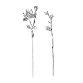 Leadigol 2pcs Vintage Hair Chopsticks, Chinese Hair Chopsticks for buns,Magnolia Flower Branch Hair Pins Lotus Pearl Hair Sticks