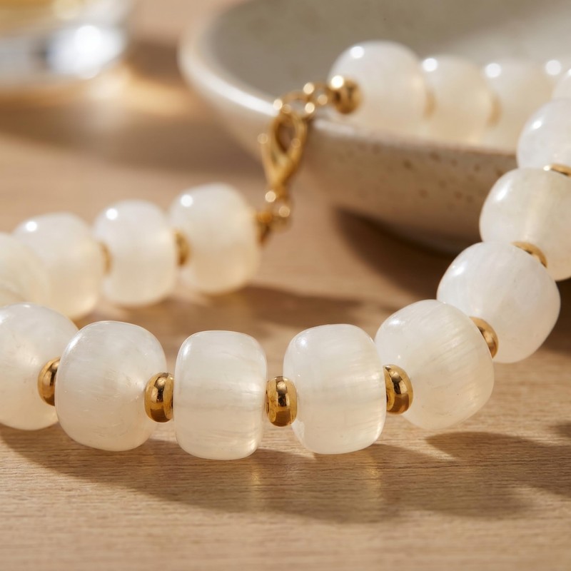 Rackynass Chunky Beaded Necklaces for Women Beige Acrylic Resin Bead