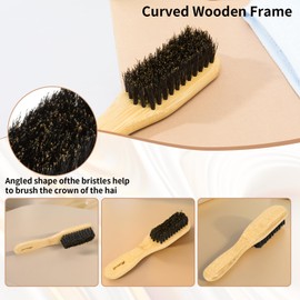 Msnasit Bamboo Slick Back Hair Brush, Boar Bristle Smoothing Hair, Anti Frizz, Edge Control, Bamboo Hairbrush for All Hair Style-Mini Size