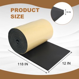 Eunice Sponge Neoprene Foam Sheet with Adhesive, 12 in x 118 in x 1/8 in Foam Rubber Roll Cut to Multiple Dimensions, High Density Rubber Padding for Shock Pad, DIY, Crafts