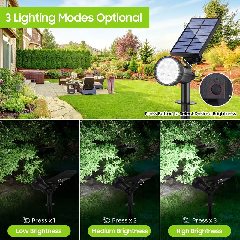 4-Pack Solar Spot Lights for Outside, 30LEDs Solar-Powered Lights Outdoor