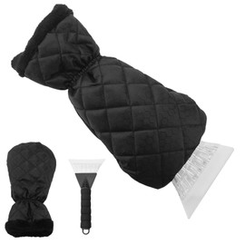 MAXQUU 2 Piece Car Ice Scraper Set, Car Windshield Ice Scraper, Car Scraper With Gloves, Antifreeze Gloves, Windshield Ice Scraping Gloves, Car Window Scraper, De-Icing Tool (Black)