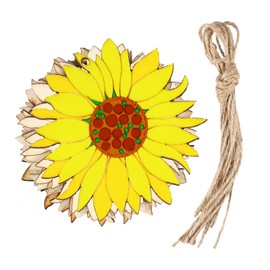 10pcs Unfinished Wood Cutouts Sunflower Wood Shapes Pieces Discs Slices for DIY Craft Spring Decorations