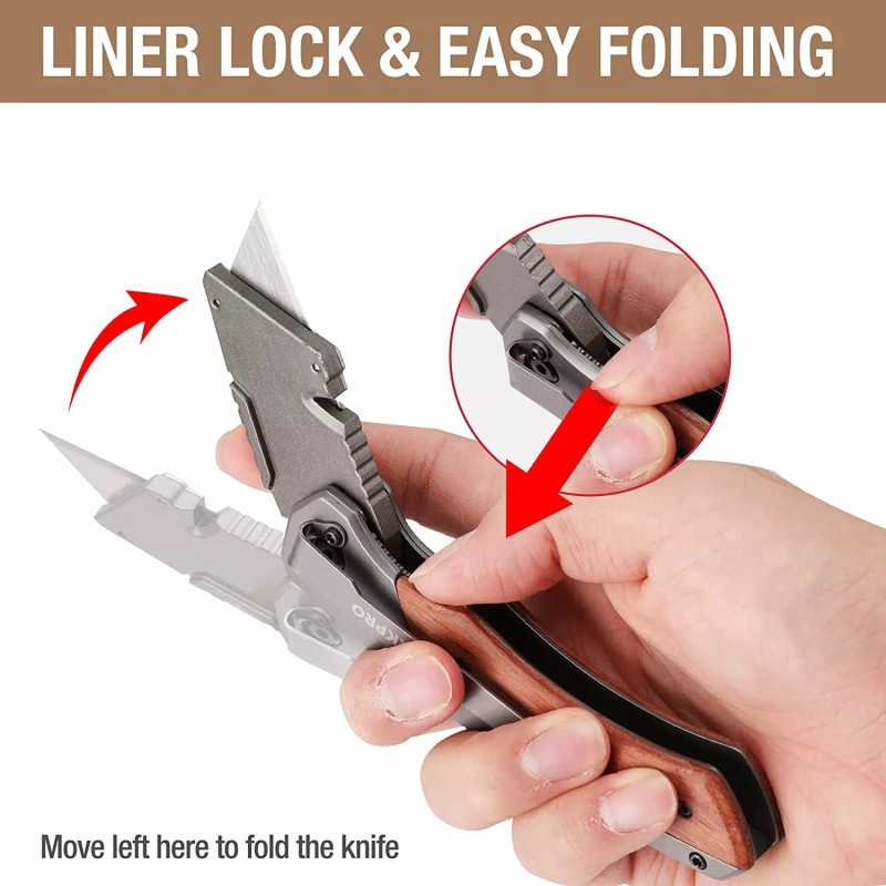 WORKPRO Folding Utility Knife Stainless Steel Head & Liner Lock