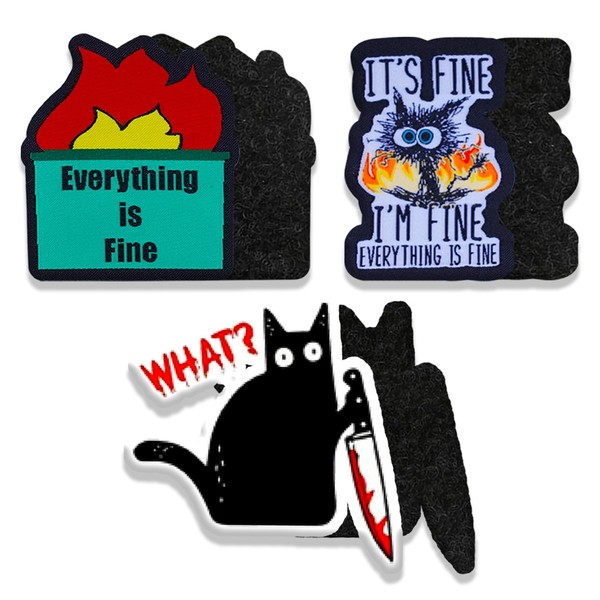 3Pcs Funny Patches 2.3"×2.3" Embroidered Patches with 3 Hook and