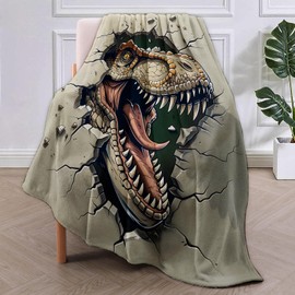VANZEV Gray Fierce Dinosaur Flannel Blanket, Dinosaur Gifts,Prehistoric Blanket for Women Boys Adults, Soft Lightweight Dinosaur Throw Blankets for Bed Home Decor 50" x 60"