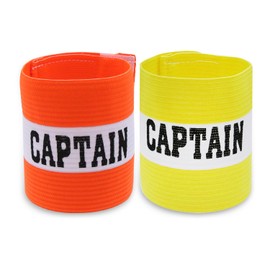 Qimoo 1Pcs Orange + 1Pcs Yellow Youth Captain Armband for Soccer Training, Adults & Youths Arm Band Elastic Captain Armbands Adjustable Soccer Basketball Player Captain Arm Band