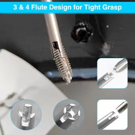 LEONTOOL 10 Pcs Tap Extractor Set, 3/4 Flute Broken Head Screw Remover Stripped Tap Extractor Set, CR-MO Steel Broken Tap Extractor Tap Insertion Tool for Industrial Tap Removal Home Repair Work