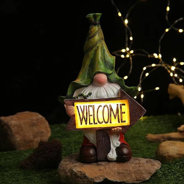 siqiaole Plush Gnome Yard Decoration with Solar LEDs - Large