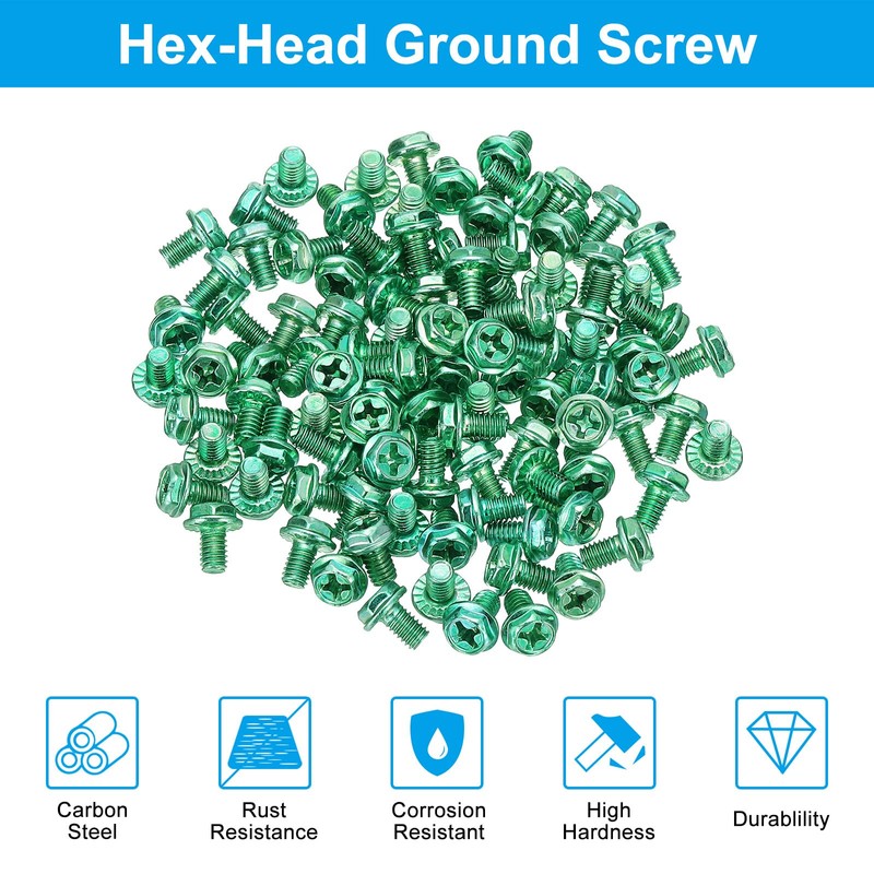 PATIKIL M4 x 6mm Thread Ground Screws, 100 Pack Green