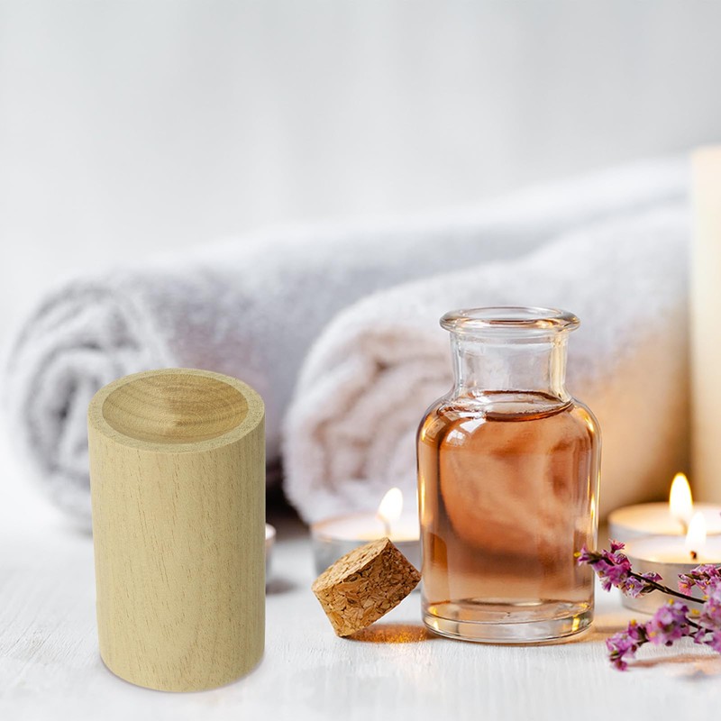 uxcell 2Pcs Wood Essential Oil Diffuser, Teak Finish Cylinder Car