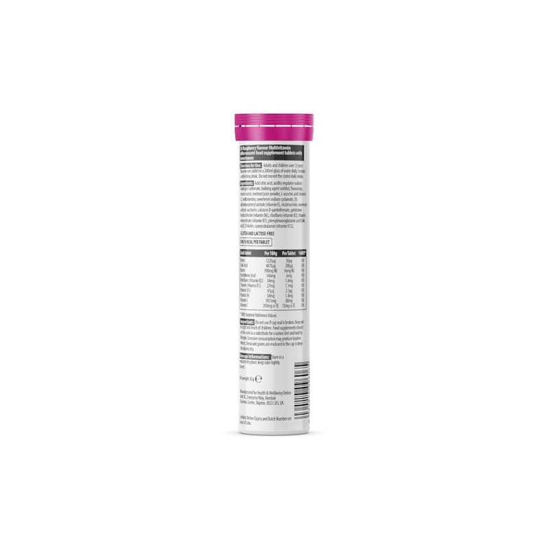 Multivitamin Effervescent| Raspberry Flavour|20 Tablets x 6| MultiZest Brand