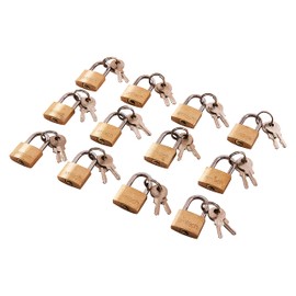 Amtech T0790 Brass Small Padlocks with Keys for Luggage, lockers, Toolboxes, Cupboards, & Sports Bags, 20mm, 12-Piece