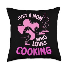 Kitchen Mothers Day Cooking Cute Mama Mother's Day Just A Mom Who Loves Cook Mommy Mama Mother's Throw Pillow, 18x18, Multicolor