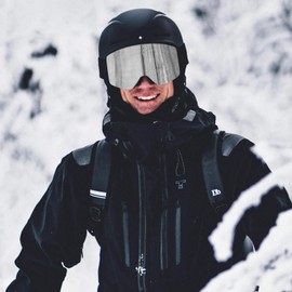 CARFIA Mens Womens Ski Goggles OTG Magnetic 100% UV Protection, Anti-Fog, Anti-Glare Snowboard Goggles for Spectacle Wearers (Silver Lense)