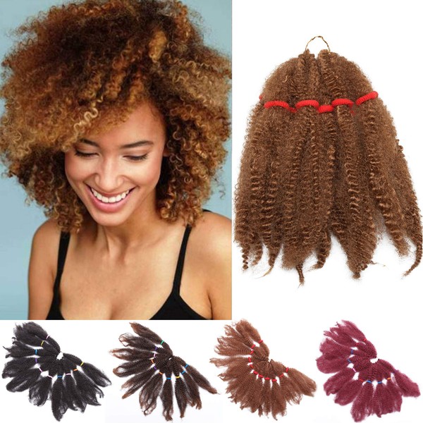 3 Packs Marley Twist Hair Crochet Afro Kinky Bulk Curly Hair Crochet Braids Synthetic Braiding Hair Extensions Light Auburn